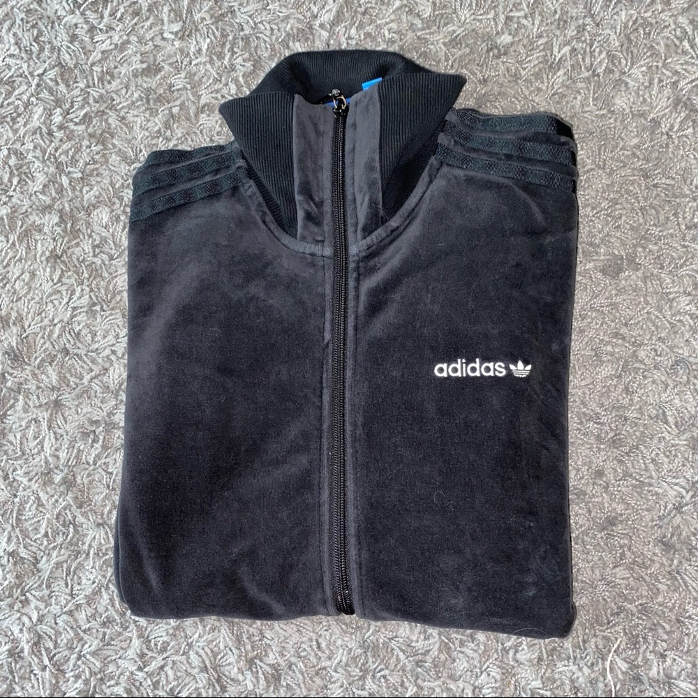 Adidas Black Velour Track Jacket